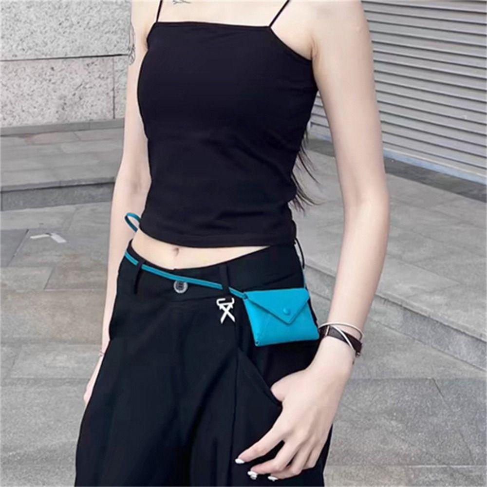 New PU Leather Shoulder Bag Solid Color Durable Waist Bag Multifunctional Mini Bag