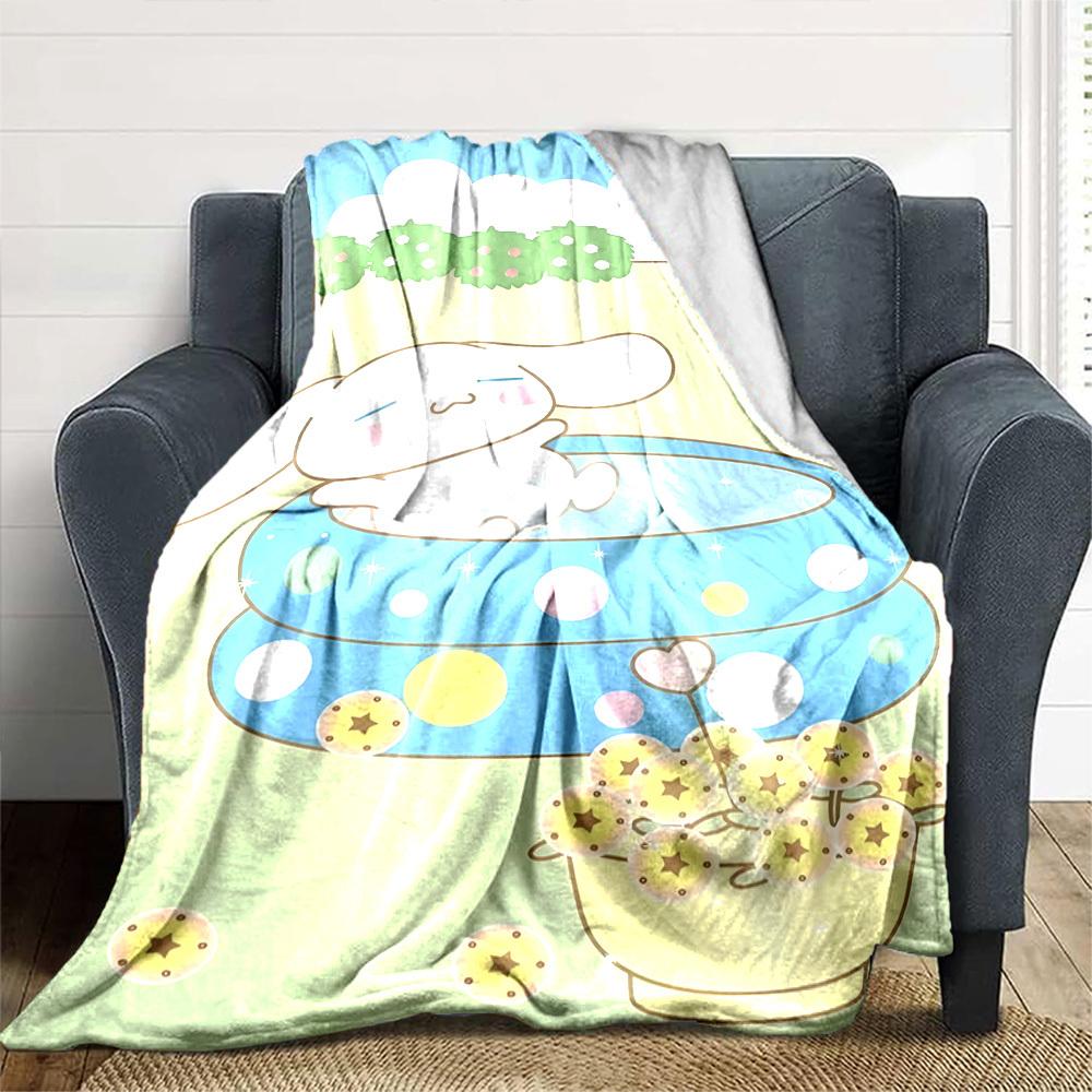 1pc Bunny Name Blanket Lightweight Flannel Throw for Sofa Bed Travel Camping Livingroom Office Couch Chair