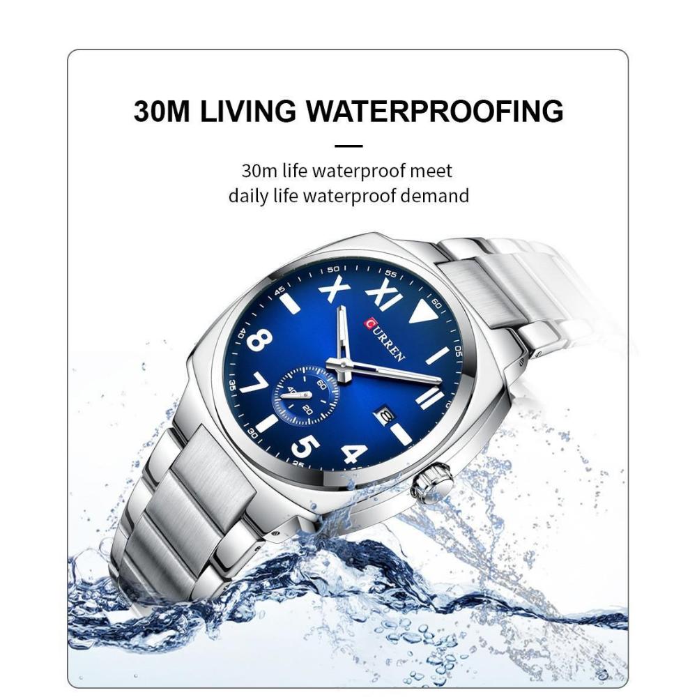 CURREN Fashion Men's Quartz Watch Independent Seconds Dial and Date-Day Stainless Steel Waterproof Luminous Wristwatches