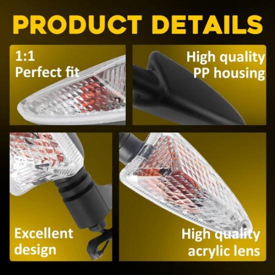 4PCS Turn LED Blinker Signal Light For Amber Indicator BMW Clear Lens Motorcycle
