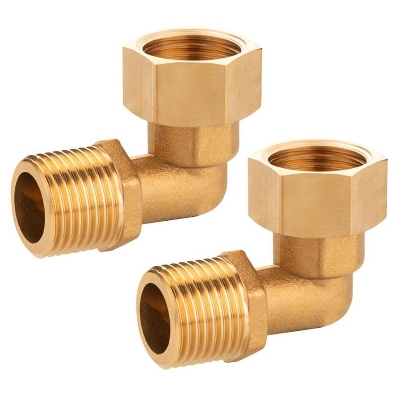 

2pcs Brass 1/2 Inch 90 Elbow Connector Male To Female Thread Angles Fittings Upgrades for Plumbing And Central Heating 1