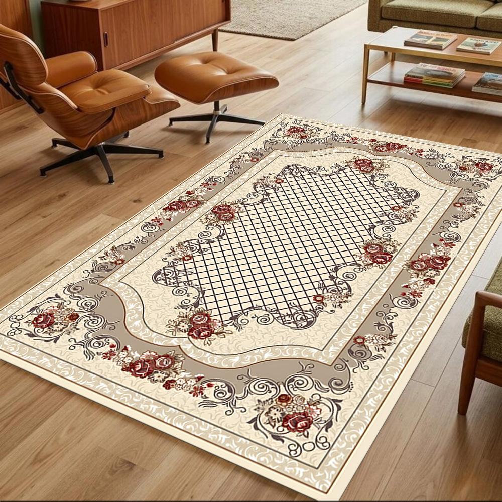 Elegant Floral Pattern Design Non-Slip Home Carpet Design for Office Decor Living Room Gift