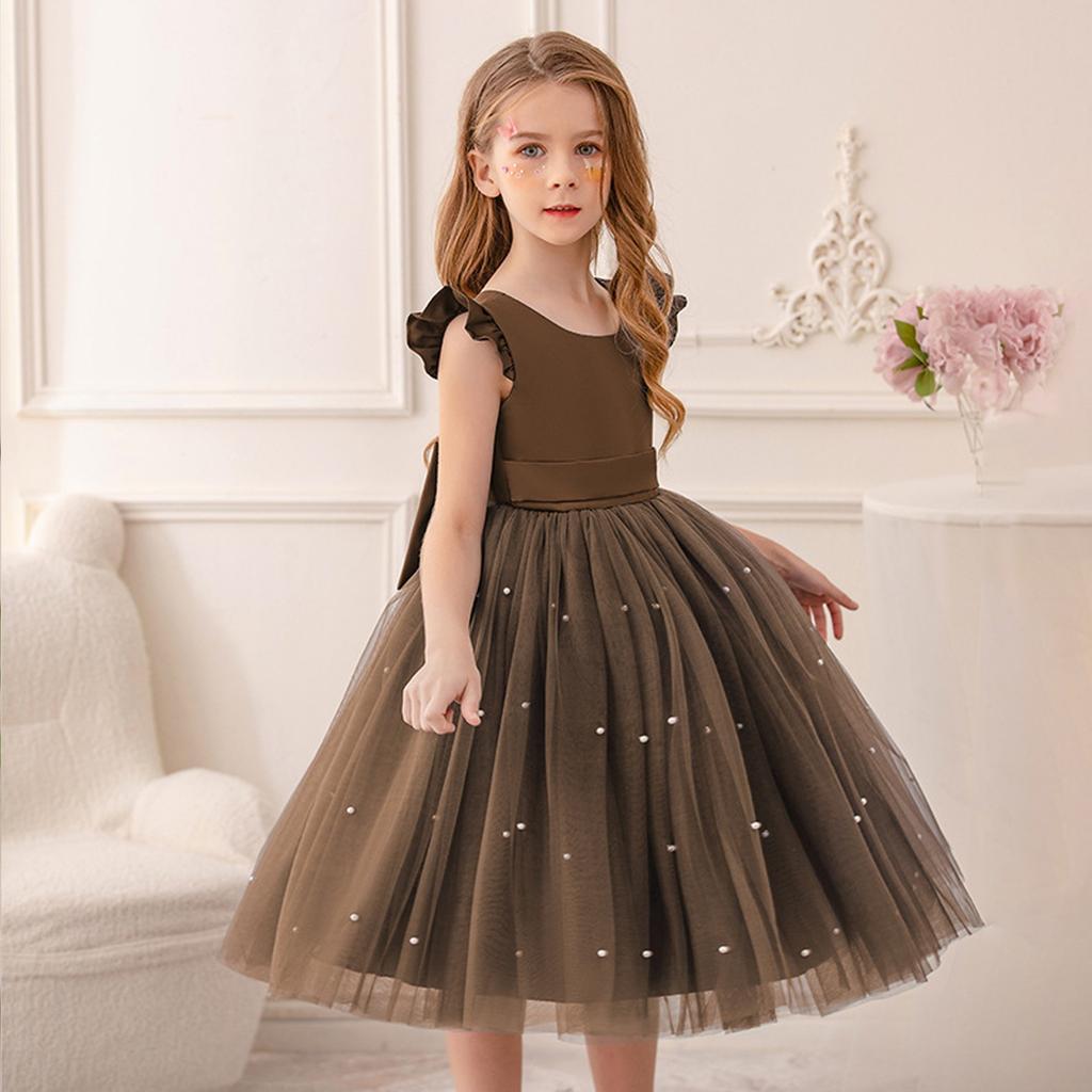 Girl Dress Party Gown Tulle Satin Pageant Birthday Princess Ruffle Gown