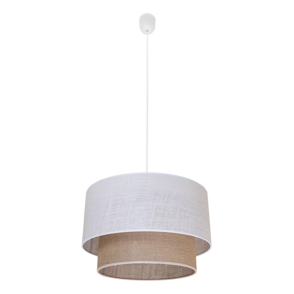 Lampa Wisząca Skandynawska Jutowa Podwójny Abażur Biało-Beżowa 1Xe27 60W Bueno Milagro
