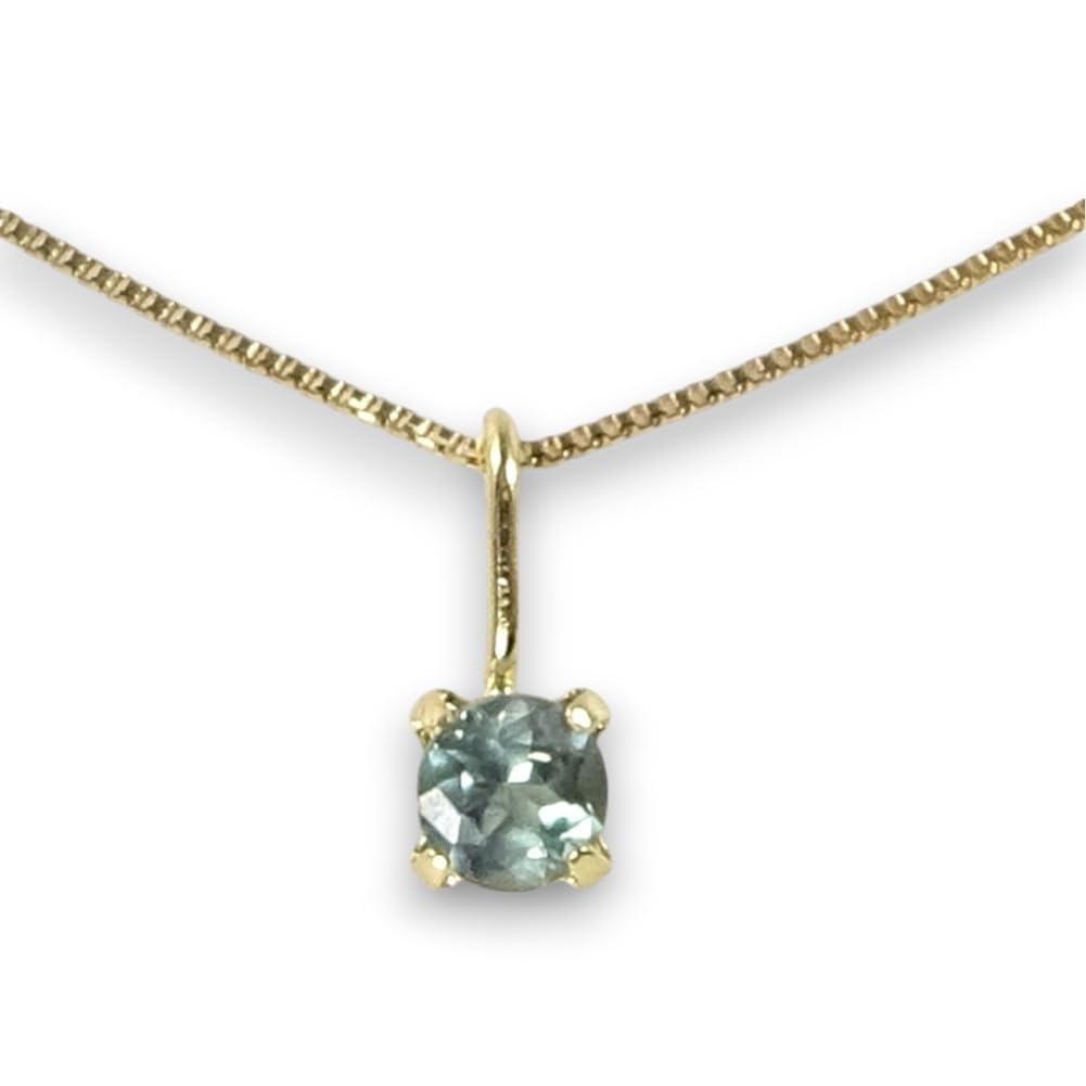 and My Jewelry 18K Alexandrite Pendant Necklace with 10K Yellow Gold Chain [Your Box] (Color-Changing, Approx. 2.7mm) (3018)