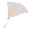 Lace Handheld Chinese Folding Fan Elegant Lace Hand Fan with Tassel for Women Wedding Decoration Dancing Party