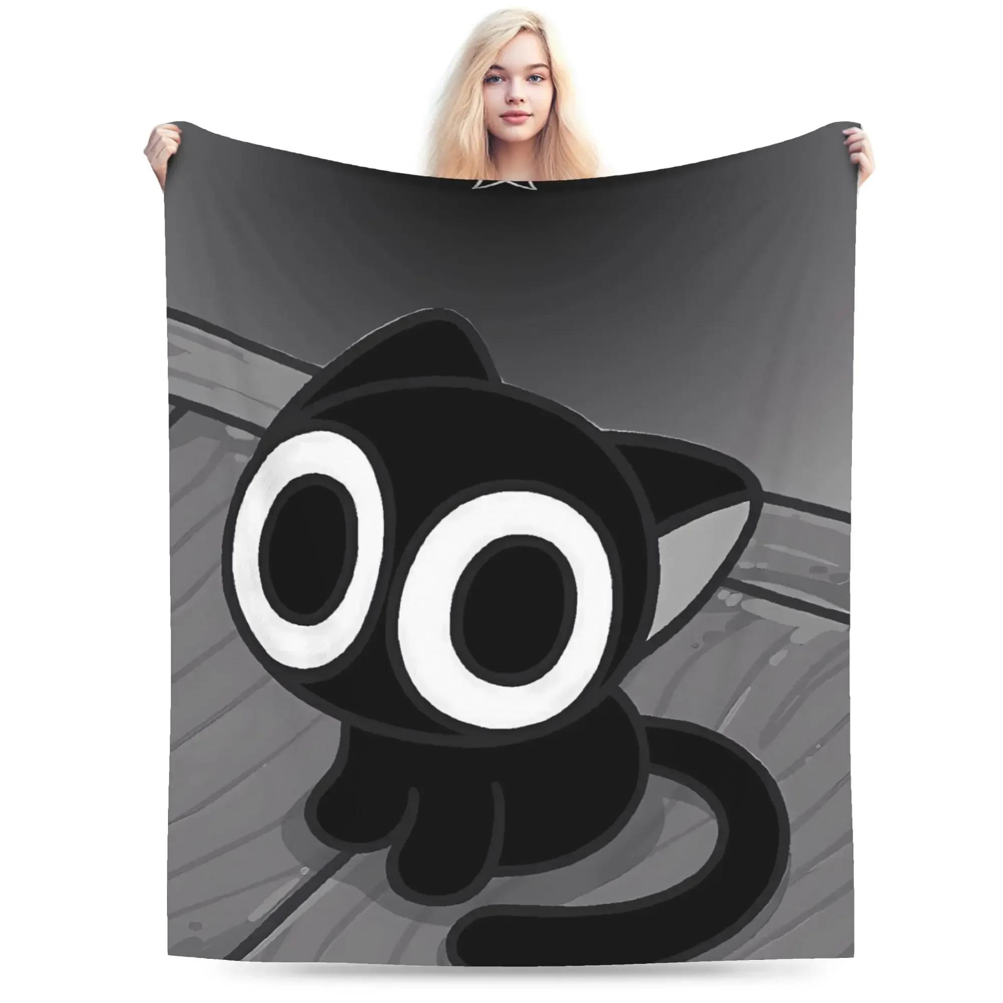 Luo Xiao Hei Soft Plush Throw Blanket for Kids Cute Cat Design Cozy Flannel Cover for Couch Bed 100cm x 150cm