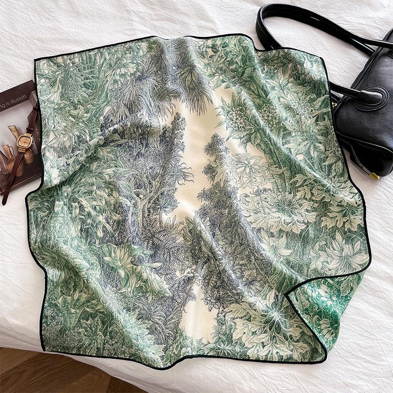 Retro personalized silk wool silk scarf women s 2025 autumn and winter new silk wool shawl lady elegant wind silk wool square scarf 65cm