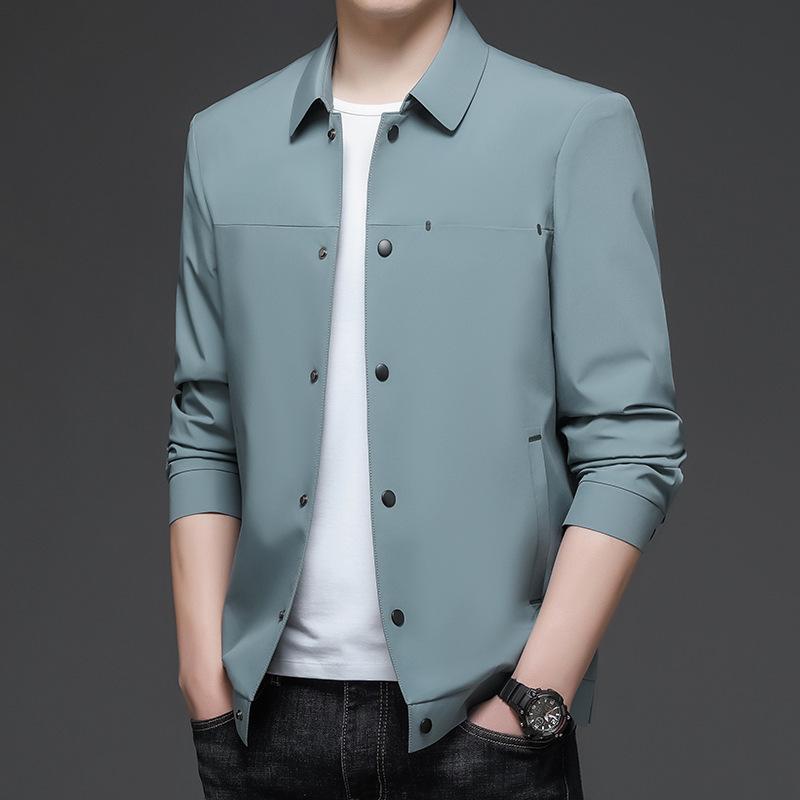 Printemps et automne nouveaux hommes revers manteau court cargo veste tendance jeune affaires décontracté manteau marée