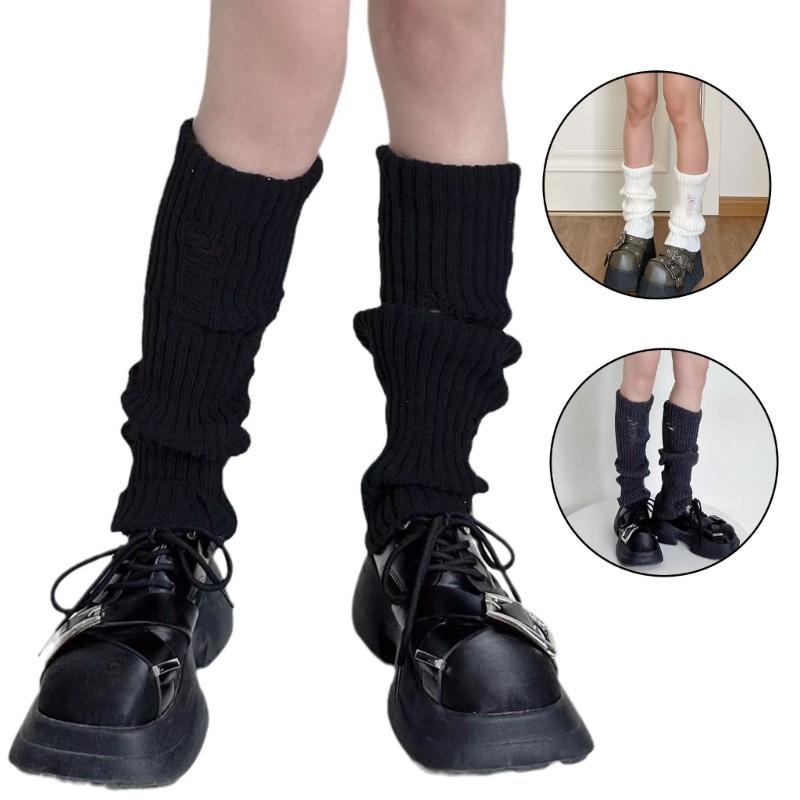 Knit Winter Warm Leg Warmers Long Socks Boot Cuffs Knit Leggings Stockings Hollow Out Knee Warmers Sleeve