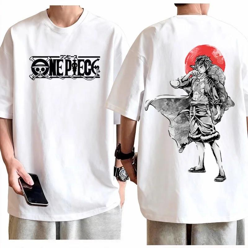 2026 One Piece Monkey D Luffy T-shirt Men Cotton Anime Graphic Tee Casual Streetwear Pirate King Print Comfortable Fit Top