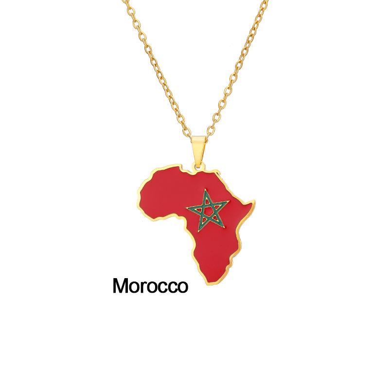 Stainless Steel Africa Map Necklace: Nigeria, Ghana, Somalia Pendant Jewelry