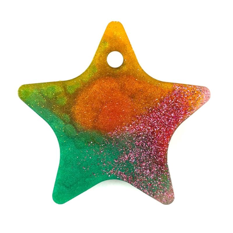 Handmade Glossy for Key Chain Decoration Resin Mold Shiny Star Shape Keychain Resin Mold DIY Crafts Pendant Silicone Mou
