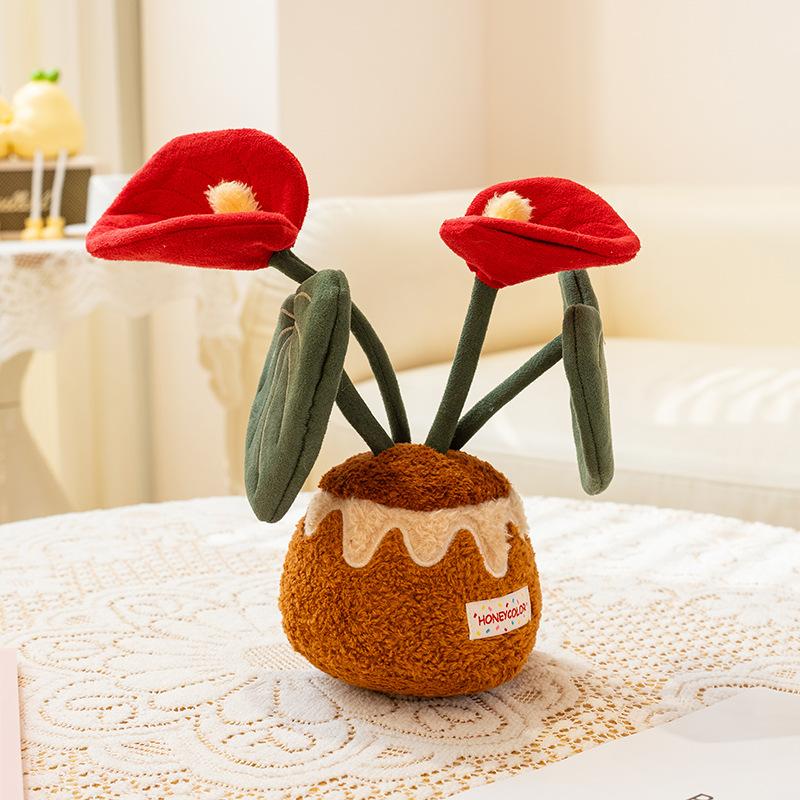 Simulated Money Tree Doll Plush Potted Plant Creative Persimmon Tree Plush Toy Doll Decorative Ornament as a Gift