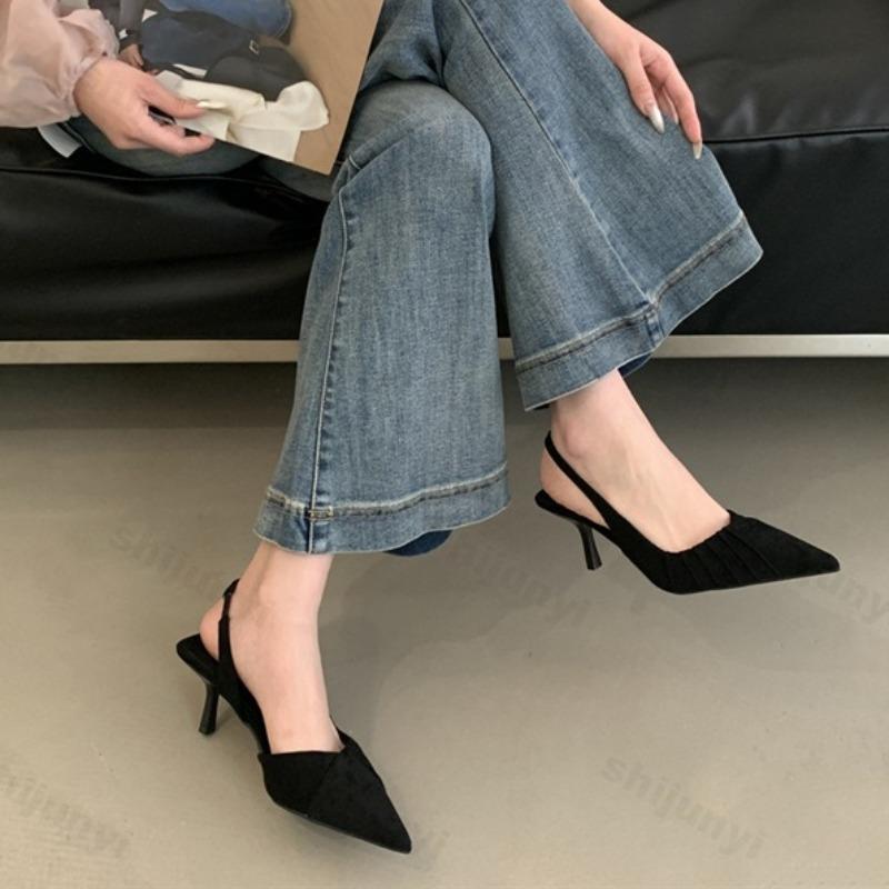 Fashion Elegant High-heeled Single Shoes Pointed Head 2025 Summer New Women's Temperament Lightweight Comfortable Back Strap Cool Pumps