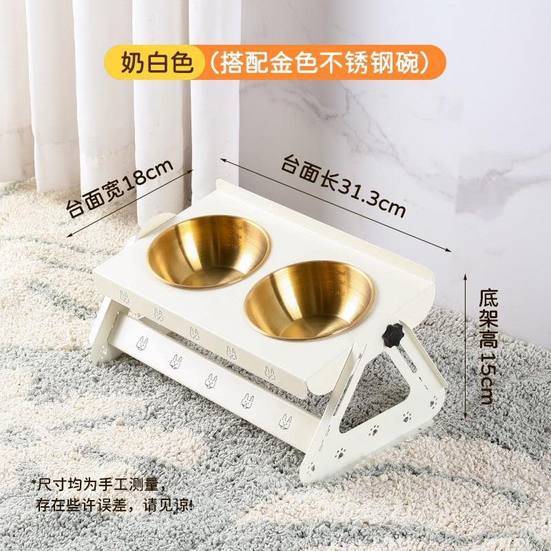 Adjustable Stainless Steel Pet Food Bowl Stand Cats Dogs Double Elevated Feeder Anti-Tip Design