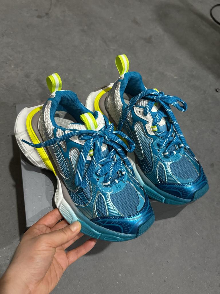 Paris gradual change color dad shoes women 2025 autumn new leather thick-soled mesh breathable versatile casual dad shoes