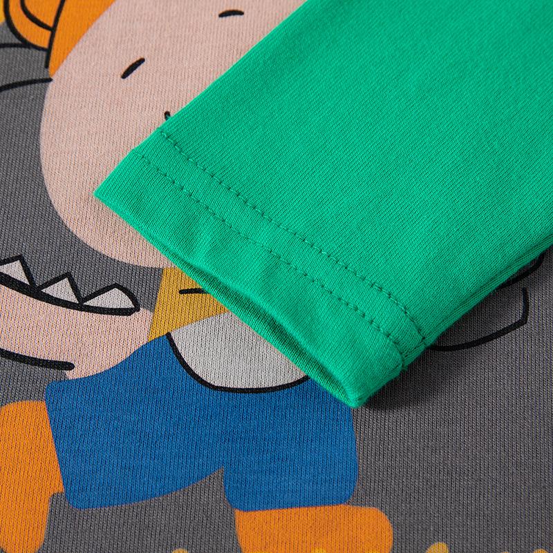 Дитяча бавовняна футболка в корейському стилі для хлопчиків - Мультяшний принт, З довгим рукавом, Ідеальна для весни та осені