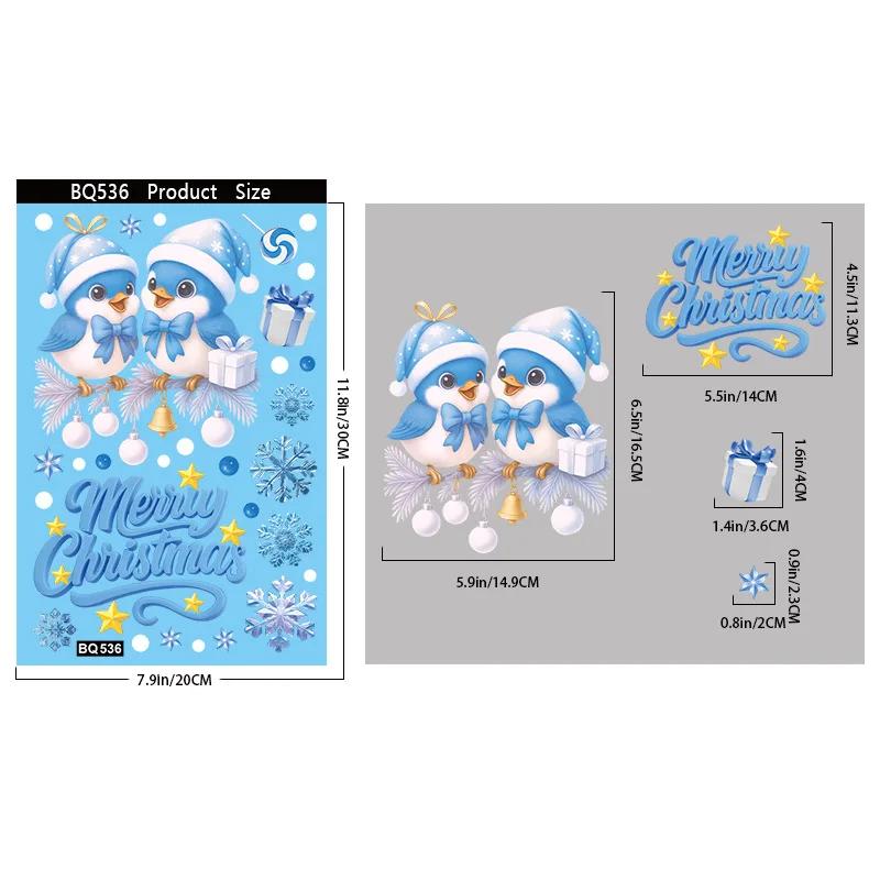 2pcs 2026 Merry Christmas Window Stickers Glass Merry Christmas Decor Santa Snowflake Winter For Home Holiday Decorate New Year Decal