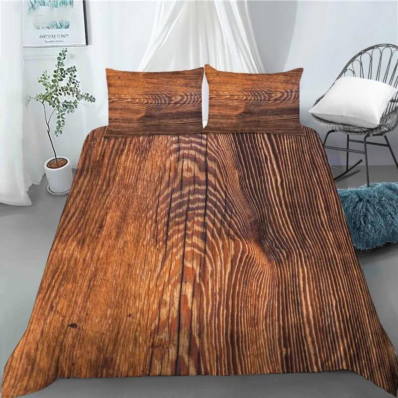 3D Modern Retro Wood Duvet Cover Lovely Pattern Polyester Quilt Cover Pillowcases For Kids Adults Bedroom Decor King Queen Size