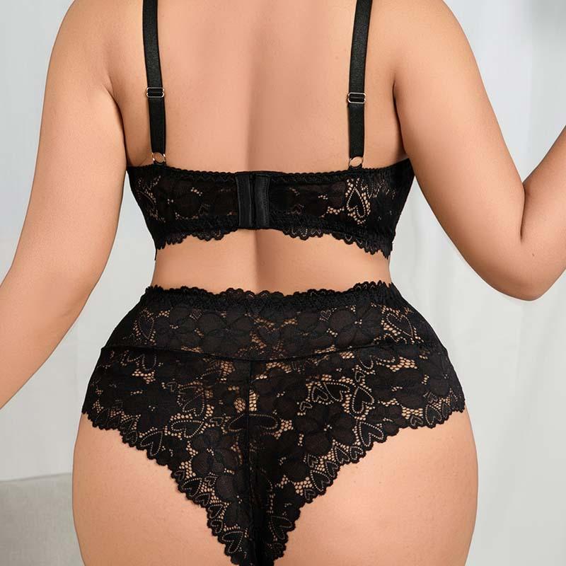 Sexy Deep V Women's Plus Size Bra Set Gathered Comfortable Adjustable Push-up Underwear Set