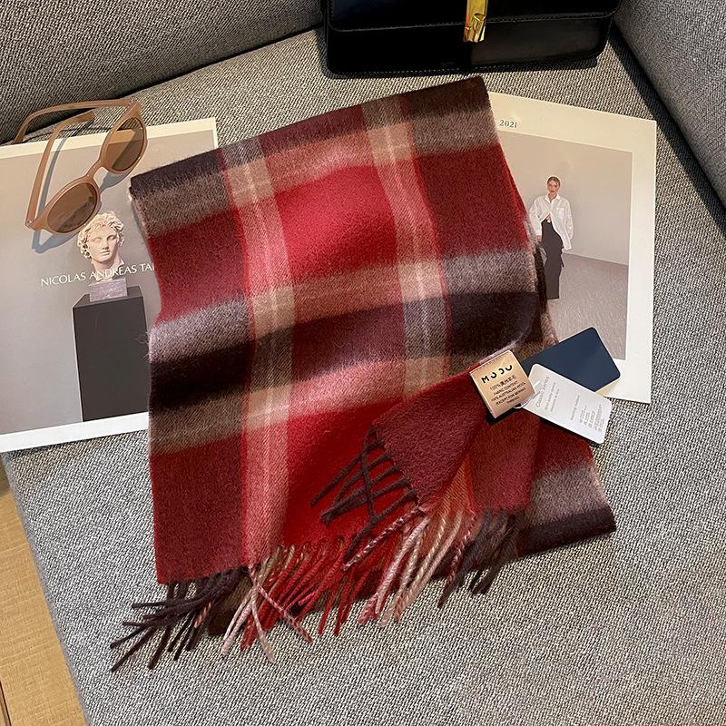 Small wool classic plaid simple winter fringed warm scarf female scarf student style