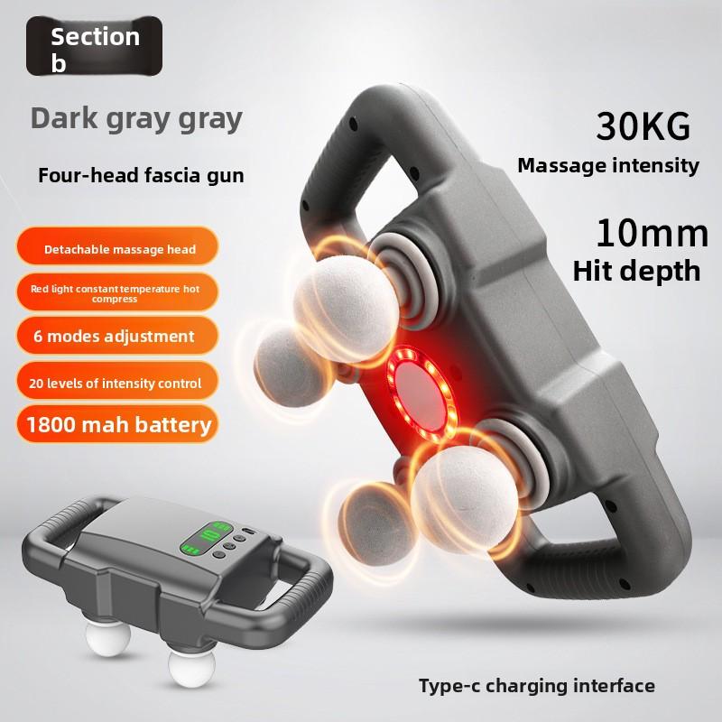 Four-head Fascia Gun Muscle Relaxation Massager High-frequency High-power Electric Neck Membrane Grab Six-head Fascia Gun Massager