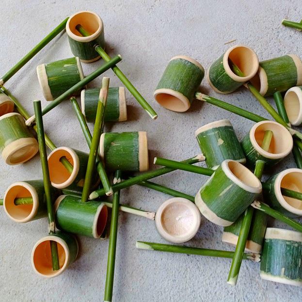 Bamboo Water Ladle and Spoon Set - Eco-Friendly Bath or Toy Accessory