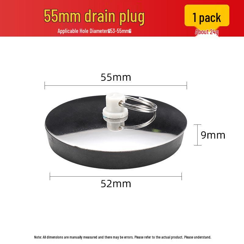 Universal Rubber Drain Stopper for Sinks, Bathtubs, and Pools