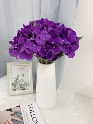 6 Stück Einköpfige Hortensie Künstliche Hortensienblüten 45cm Seide Kunstblumen für Wohnzimmer Hochzeit Heimparty Büro Café Dekoration