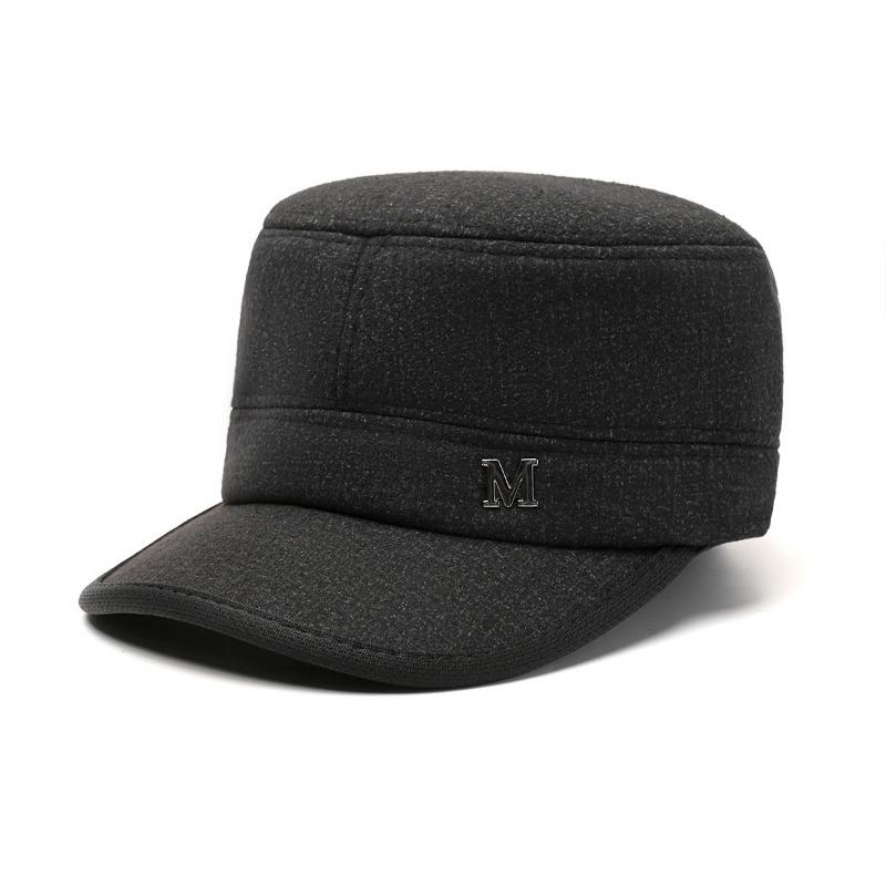 Winter hat Men's fleece cold-proof and warm flat-top hat Grandpa woolen thickened ear protector duck tongue cotton hat
