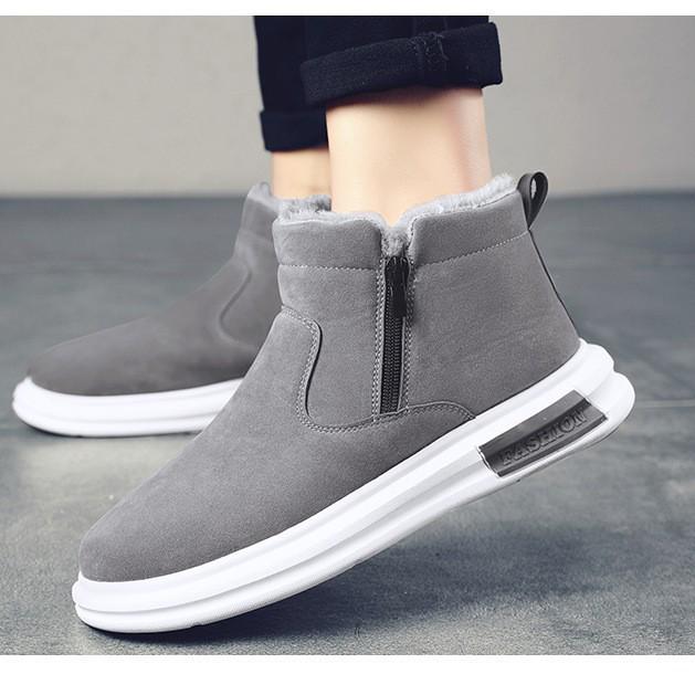 Men's Winter Fleece-Lined Snow Boots - Thick, Warm, Cold-Proof, Non-Slip, One-Step Cotton Shoes