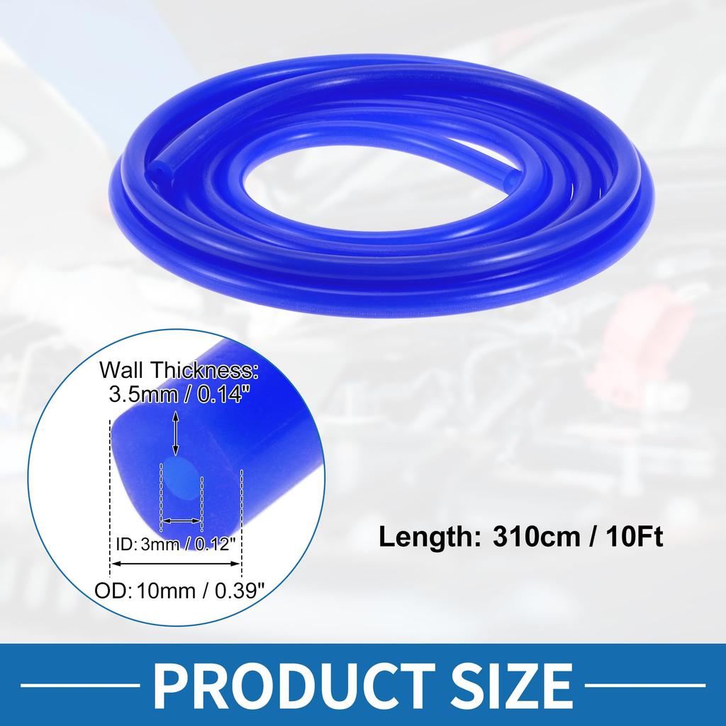 A ABSOPRO Silicone Vacuum Tube Hose High Temperature 10ft 1/8" 3mm ID 3.5mm Thick