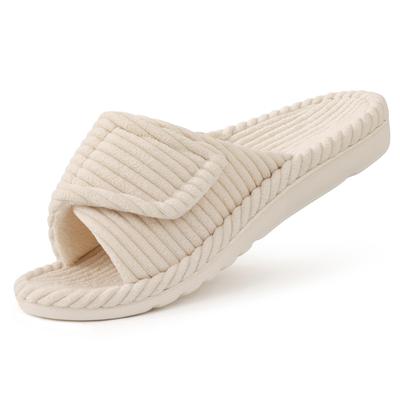 Fashion Litfun Women Orthopedic Home Slippers Fashion Open Toes Cozy Fur Flip-flops Indoor Flat Slides With Arch Support Cotton Slippers