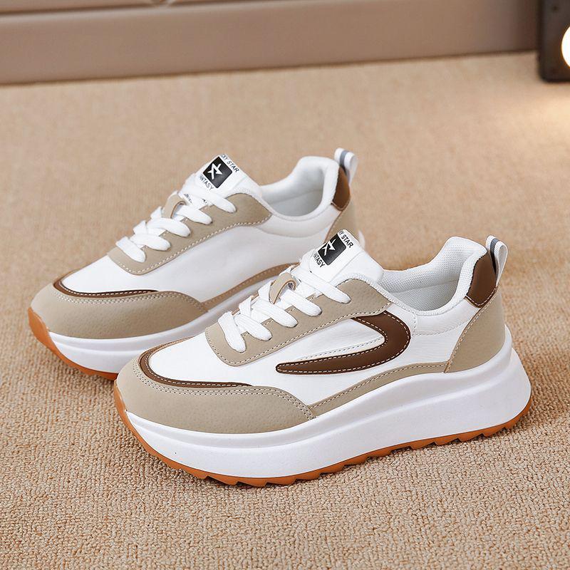 

2025 Spring Women s Thick-Soled Versatile White Sneakers - Casual Sports & Trendy Dad Shoes Size 35