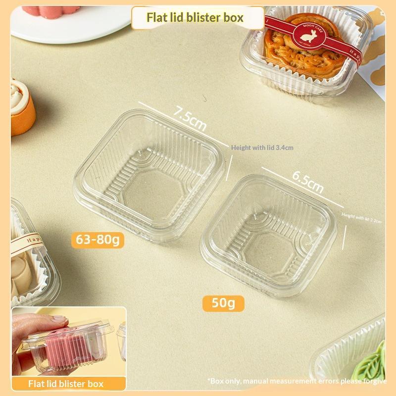 Mooncake Plastic Trays 50Pcs Transparent Thickened Sturdy Food Grade Holders for Mid Autumn Festival Homemade Pastry
