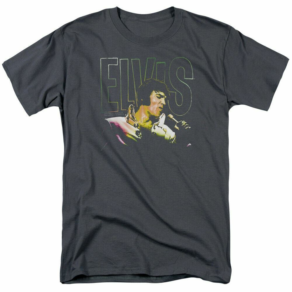 Elvis Presley Multicolored T-shirt Mens Licensed The King Tee Charcoal XXXL