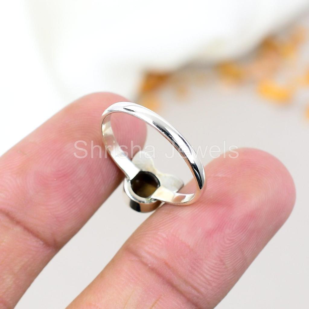 Tiger Eye 925 Sterling Silver Brown Round Shape Gemstone Handmade Cat Ring Jewelry For Women