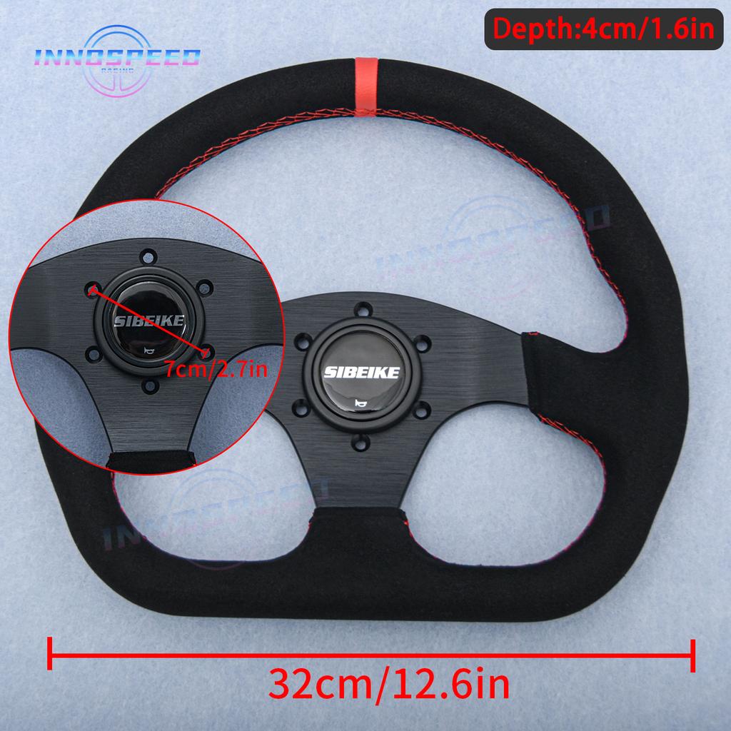 JDM Flat D Shape Suede Leather Steering Wheel Car Racing Simulator Gaming Sport Steering Wheel