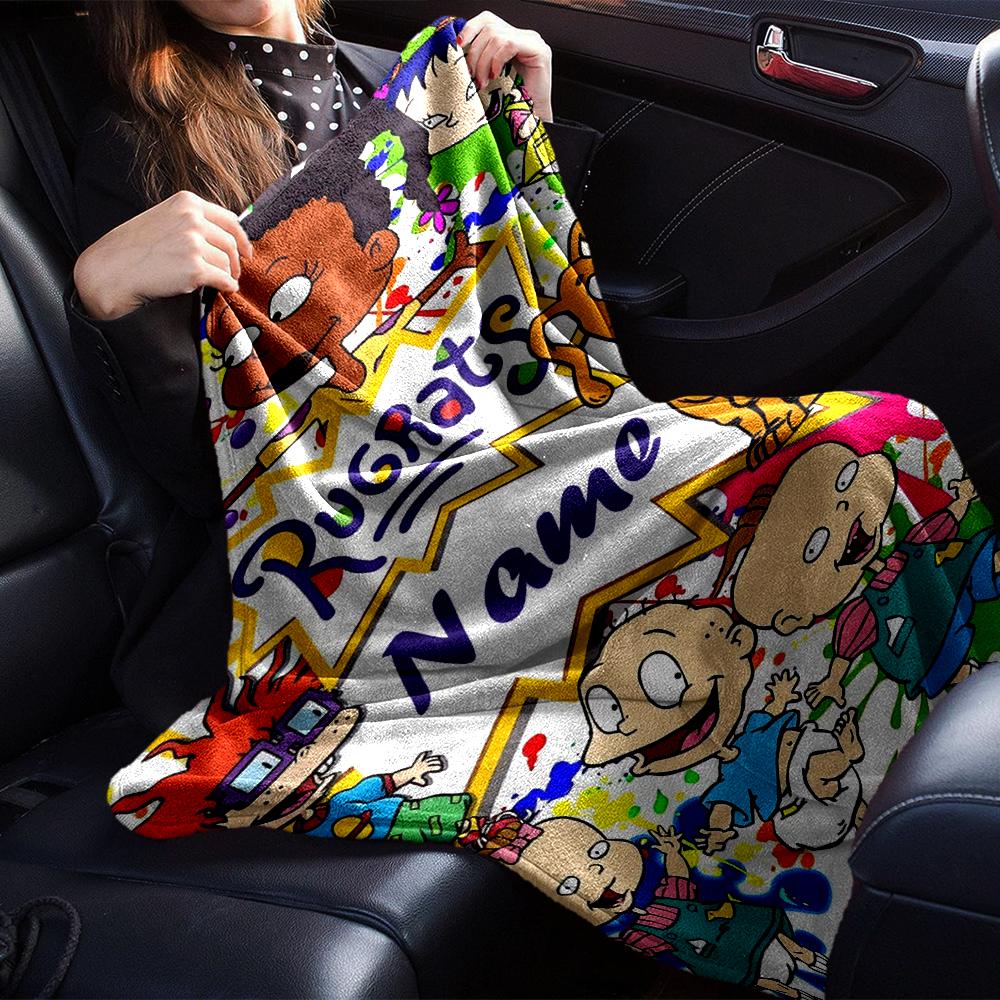 Custom Name Rugrats Theme Printed Blanket - Perfect for Couch, Bed, Travel & Outdoor Use | Machine Washable, Cozy & Durable.