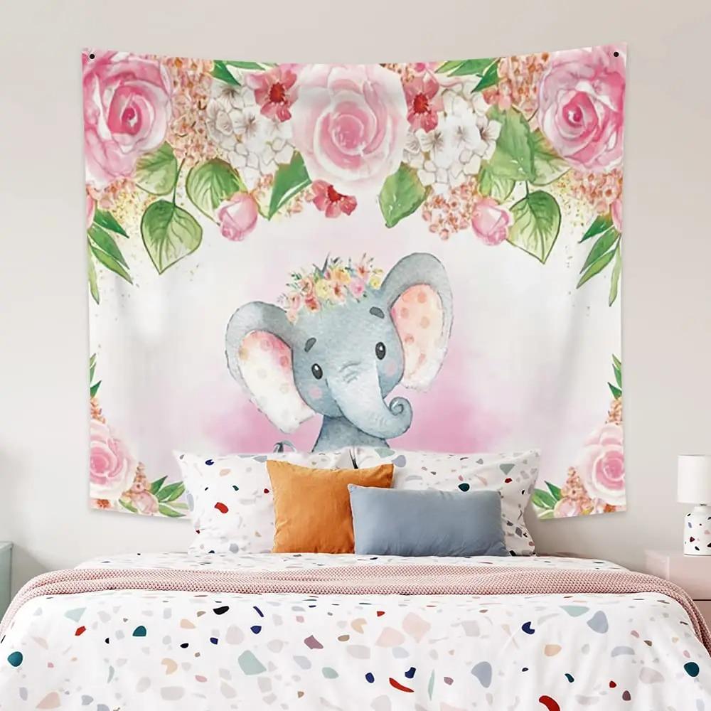 Милый мультяшный слоненок гобелен офисный гостиный гобелен украшение стены дома гобелен — фото 4