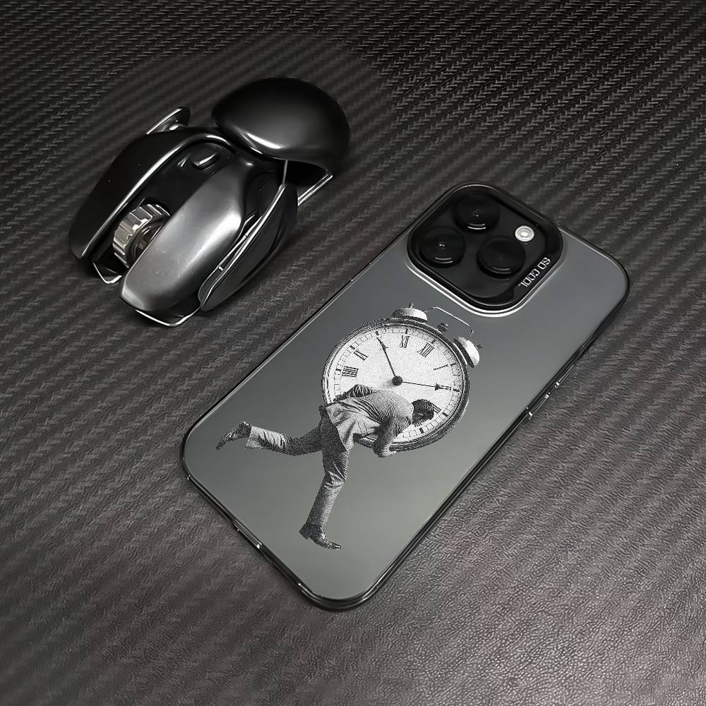 Pressure People Phone Case For iPhone 16 15 14 13 12 17 Pro Max Plus Multicolor Matte Silver-Plated Protective