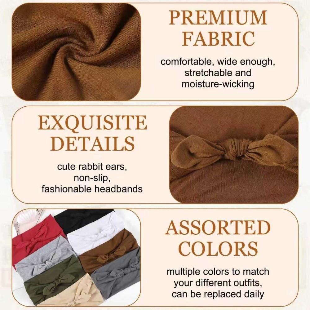 Sweat-Wicking Elastic Bunny Ear Hairband Bohemian Style Knotted Bunny Ears Wide Headband Ultra Wide Workout Turban Workout