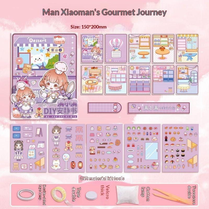 Cute Girl Sticker Quiet Book Reusable Dress Up Themed DIY Craft Activity Toy for Kids Toddlers Party Favor Home Play
