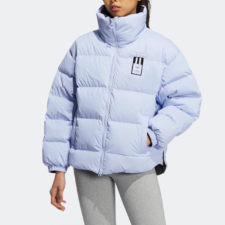Adidas Originals FW22 Veste de sport réversible en nylon chaud et duvet de canard pour femme, couleur unie, vêtement d'extérieur vintage, bleu et noir, HS9499