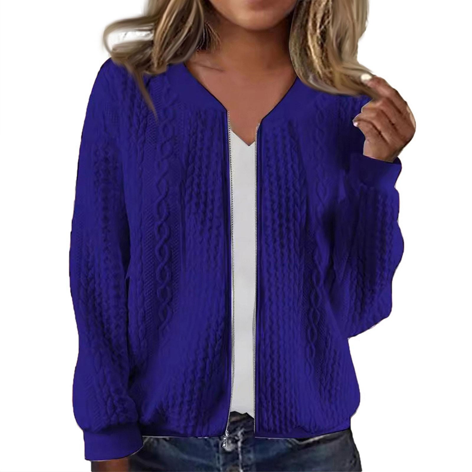 Women s Casual Knit Cardigan Sweater Long Sleeve Cable Knit Open Front Pink Cardigan for Spring and Fall S синий
