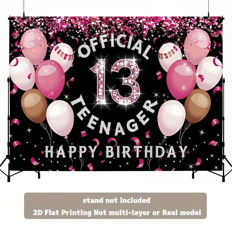 Sfondo 2D Nero per il 13° Compleanno per Ragazze Sfondo Ufficiale per Fotografia di Adolescenti