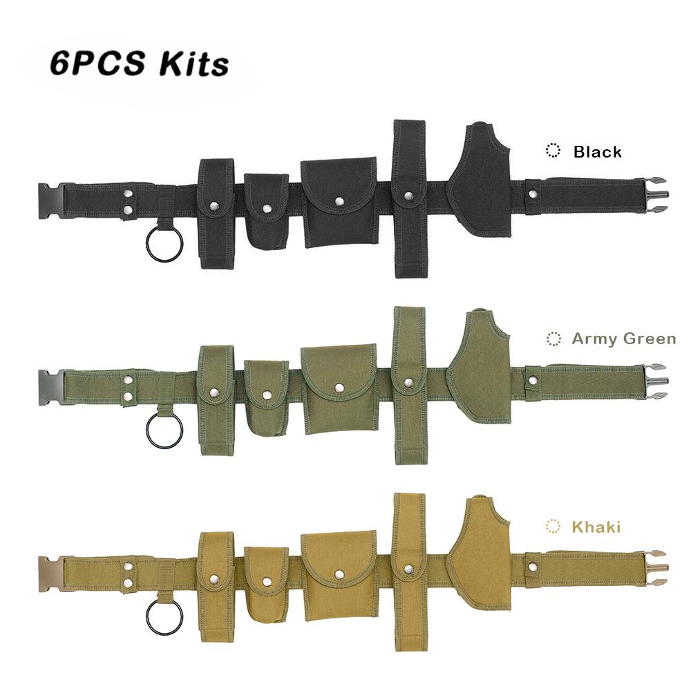 Adjustable Heavy Duty 6 In 1 Utility Belt Law Enforcement Quick-Release Belt with Pouch for Police