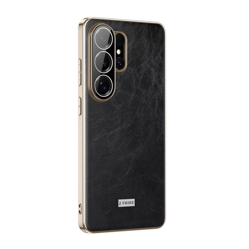 Samsung S26 Ultra Leren Telefoonhoesje - Olie Was Patroon, Effen, Valbestendige Beschermhoes voor Zakelijk Gebruik.