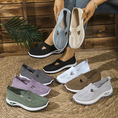 Women’s Slip-On Breathable Woven Mesh Flats, Comfortable Casual Summer Shoes